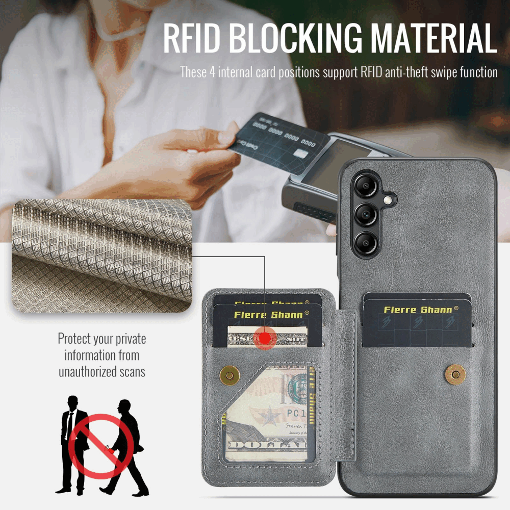 Samsung Galaxy A55 5G Case Fierre Shann Card Holder - Grey