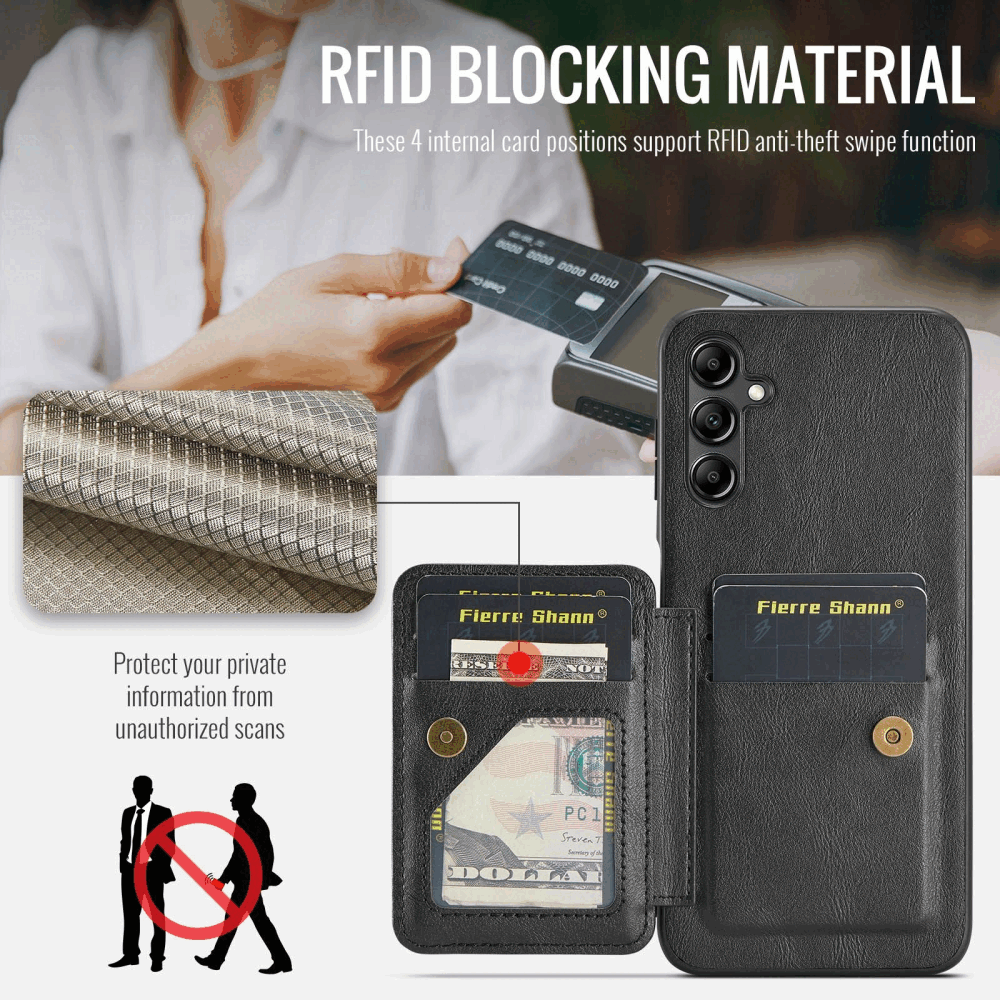 Samsung Galaxy A55 5G Case Fierre Shann Oil Wax Cow - Black