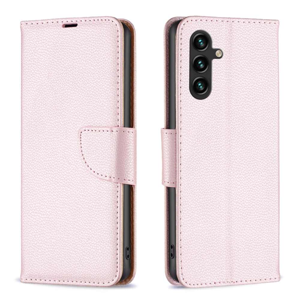 Samsung Galaxy A55 5G Case Litchi Texture PU Leather - Rose Gold