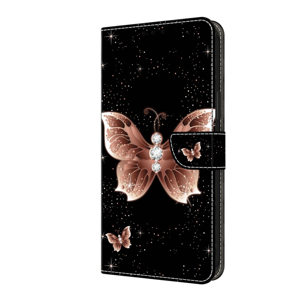 Samsung Galaxy A55 5G Case Protective PU Leather - Pink Diamond Butterfly