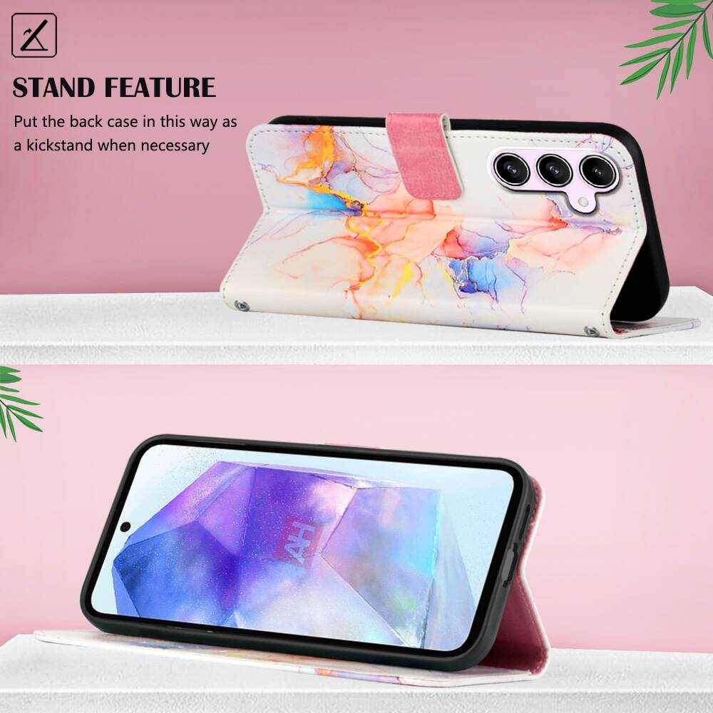 Samsung Galaxy A55 5G Case Marble Pattern Flip - Galaxy Marble White