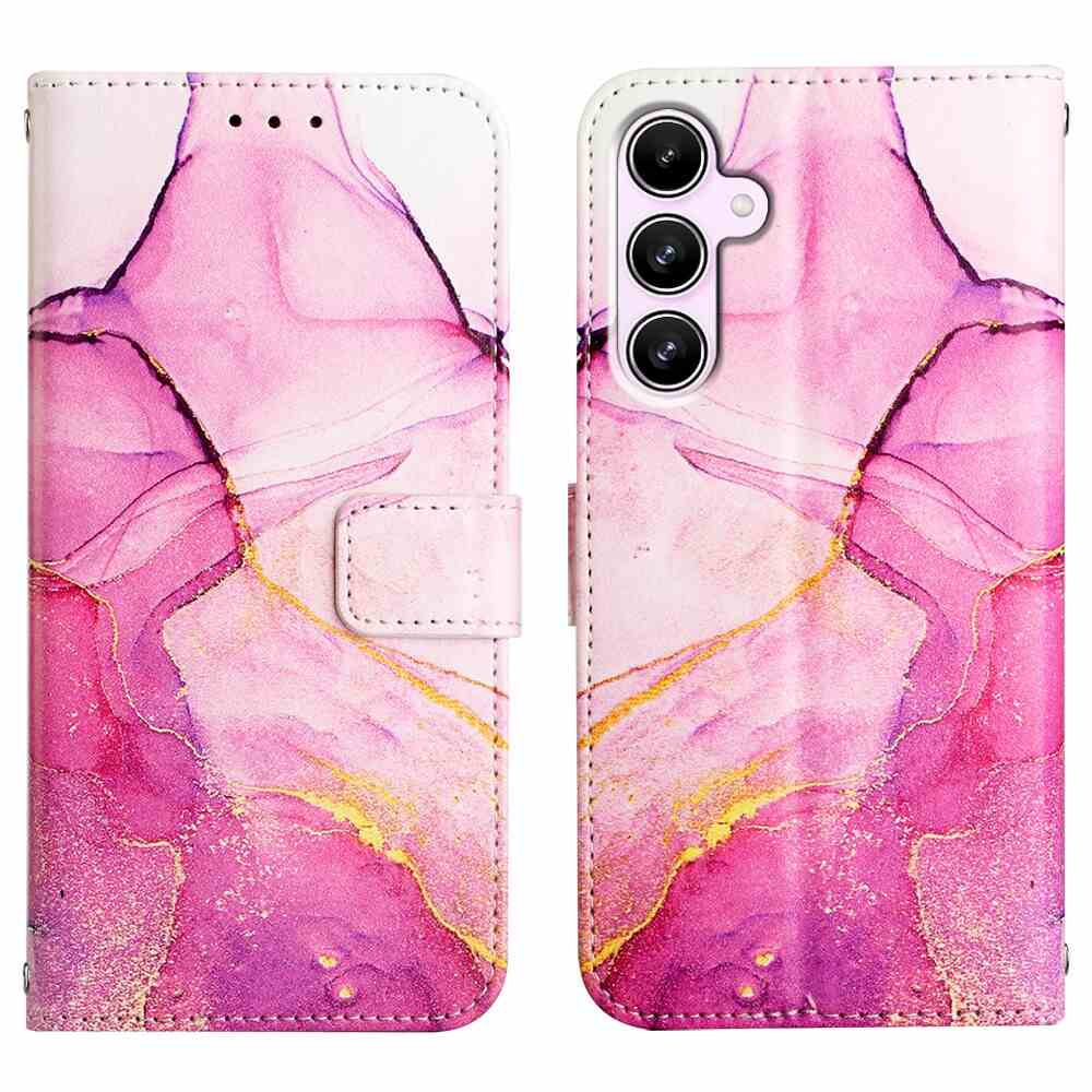 Samsung Galaxy A55 5G Case PT003 Marble Pattern Flip - Pink-Purple-Gold