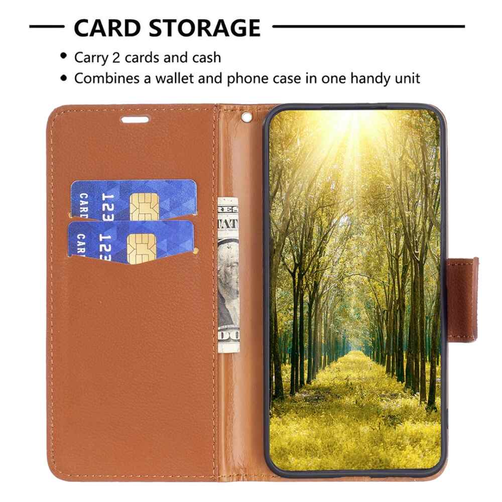 Samsung Galaxy A55 5G Case PU Leather Flip Wallet - Brown