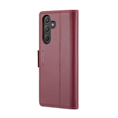 Samsung Galaxy A55 5G Case RFID Anti-theft PU Leather - Wine Red