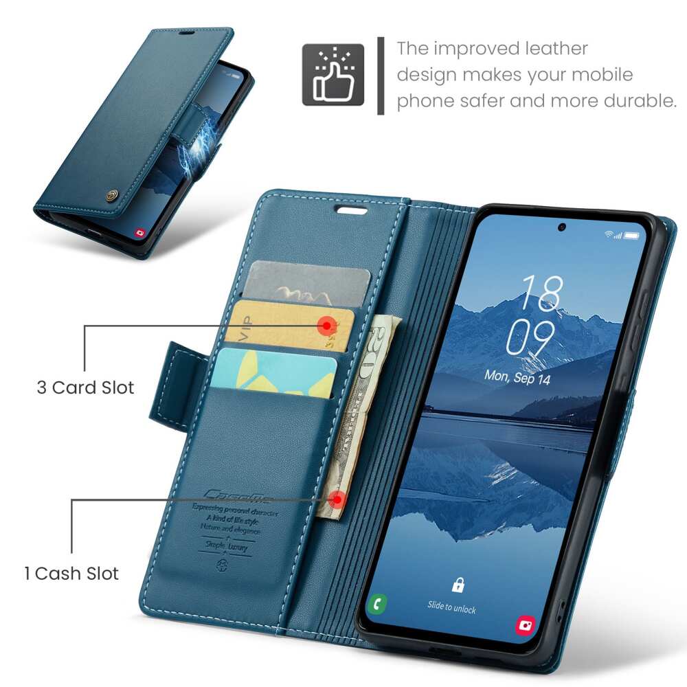 Samsung Galaxy A55 5G Case RFID Butterfly Buckle PU Leather - Blue