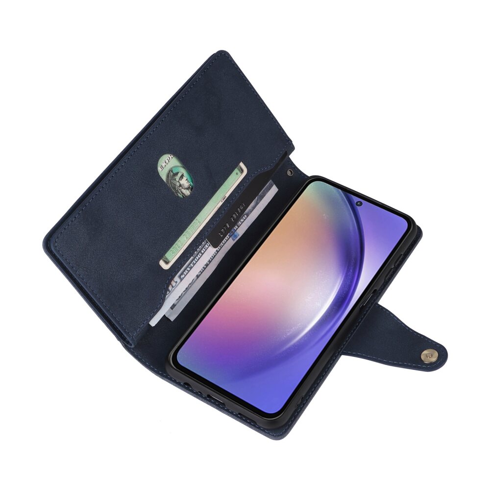 Samsung Galaxy A55 5G Case Rivet Buckle 9 Cards - Blue