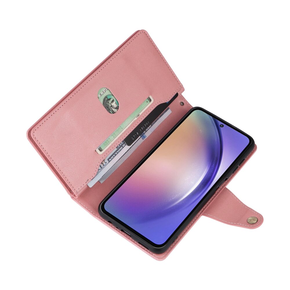 Samsung Galaxy A55 5G Case Rivet Buckle 9 Cards - Rose Gold