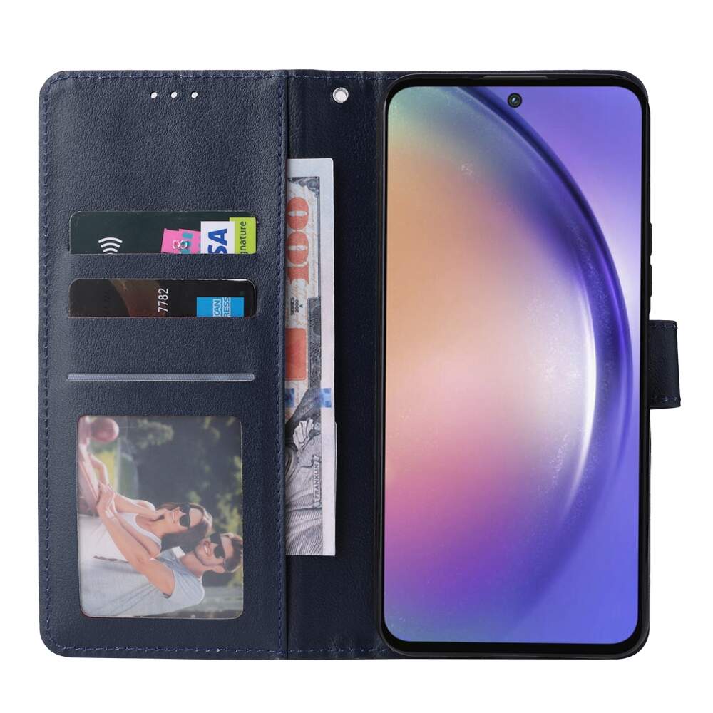 Samsung Galaxy A55 5G Case Three Card PU Leather - Dark Blue