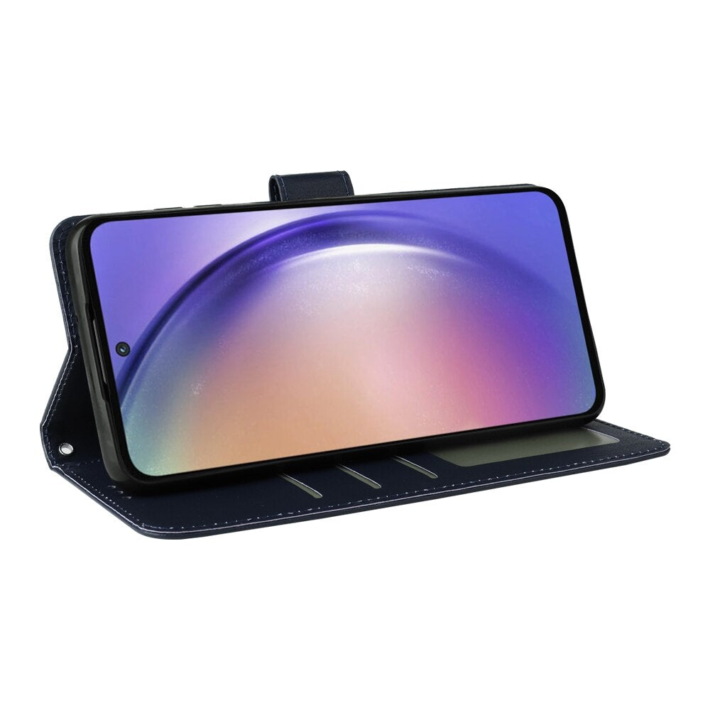 Samsung Galaxy A55 5G Case Three Card PU Leather - Dark Blue