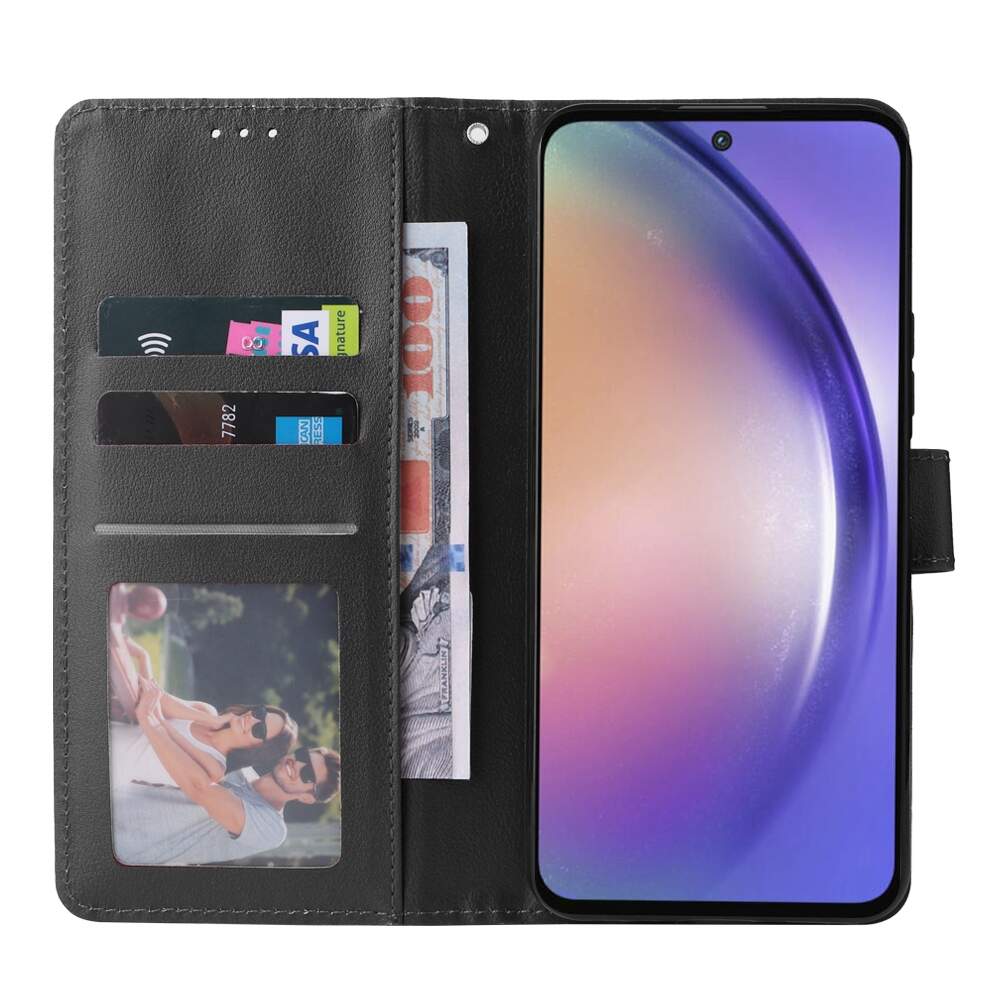 Samsung Galaxy A55 5G Case Three Card PU Leather Flip - Black