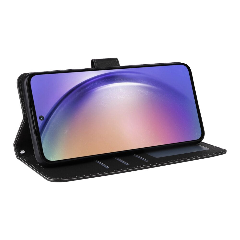 Samsung Galaxy A55 5G Case Three Card PU Leather Flip - Black