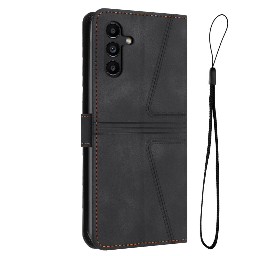 Samsung Galaxy A55 5G Case Triangle Solid Color PU Leather - Black