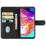 Samsung Galaxy A70 Case PU Leather Secure Flip Wallet - Black