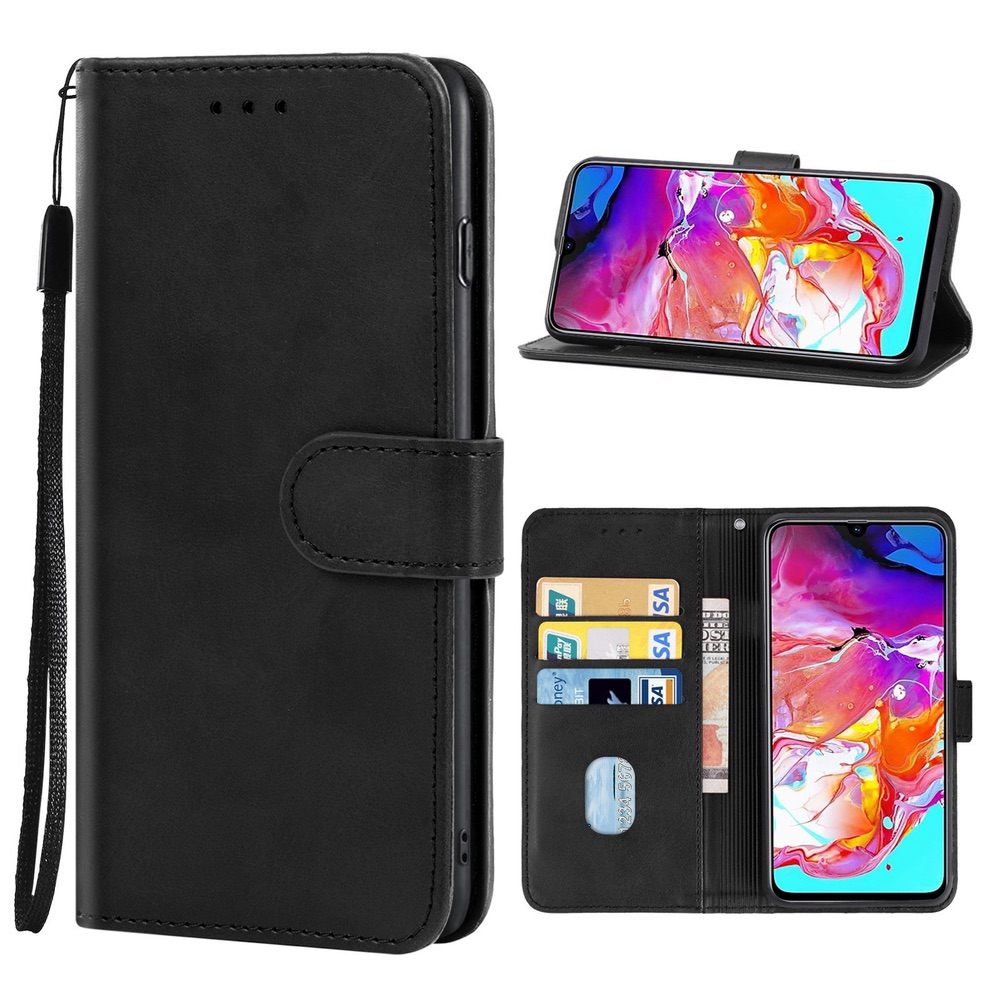 Samsung Galaxy A70 Case PU Leather Secure Flip Wallet - Black