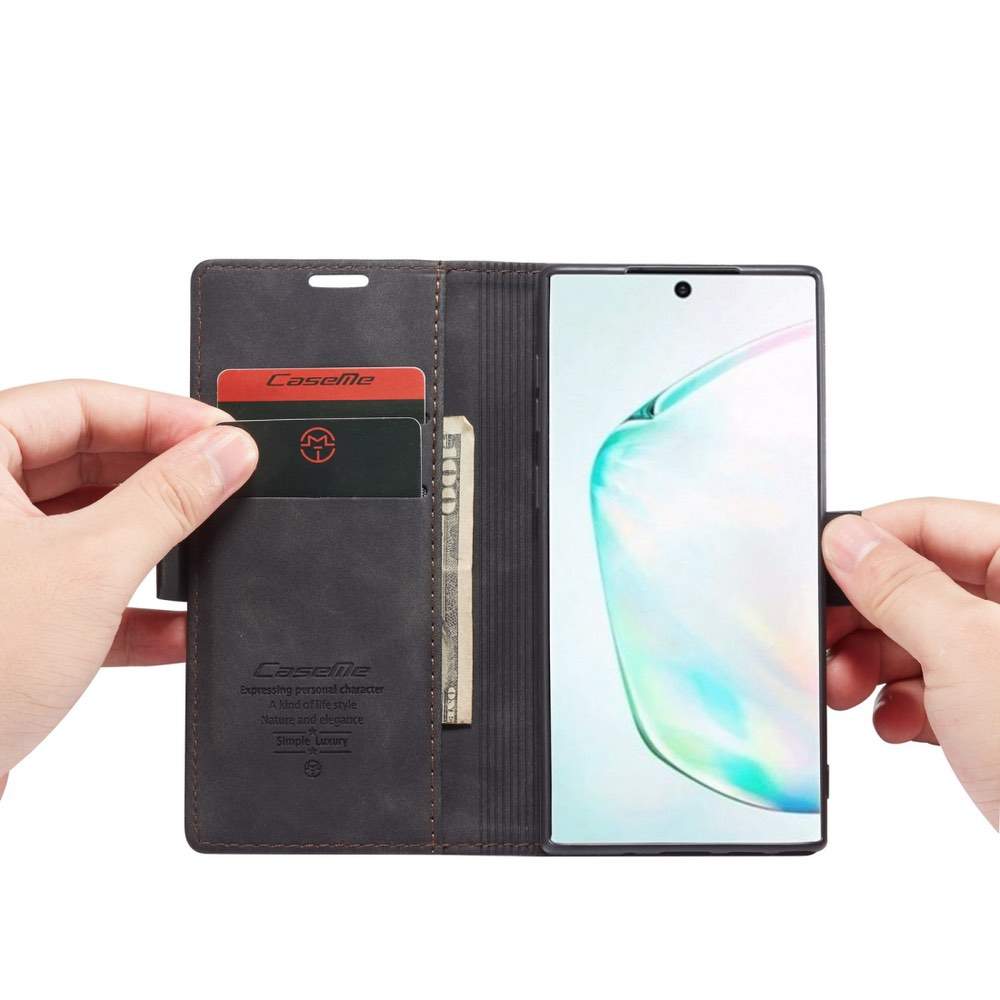 Samsung Galaxy Note 10 Case PU Leather With Card Slots - Black
