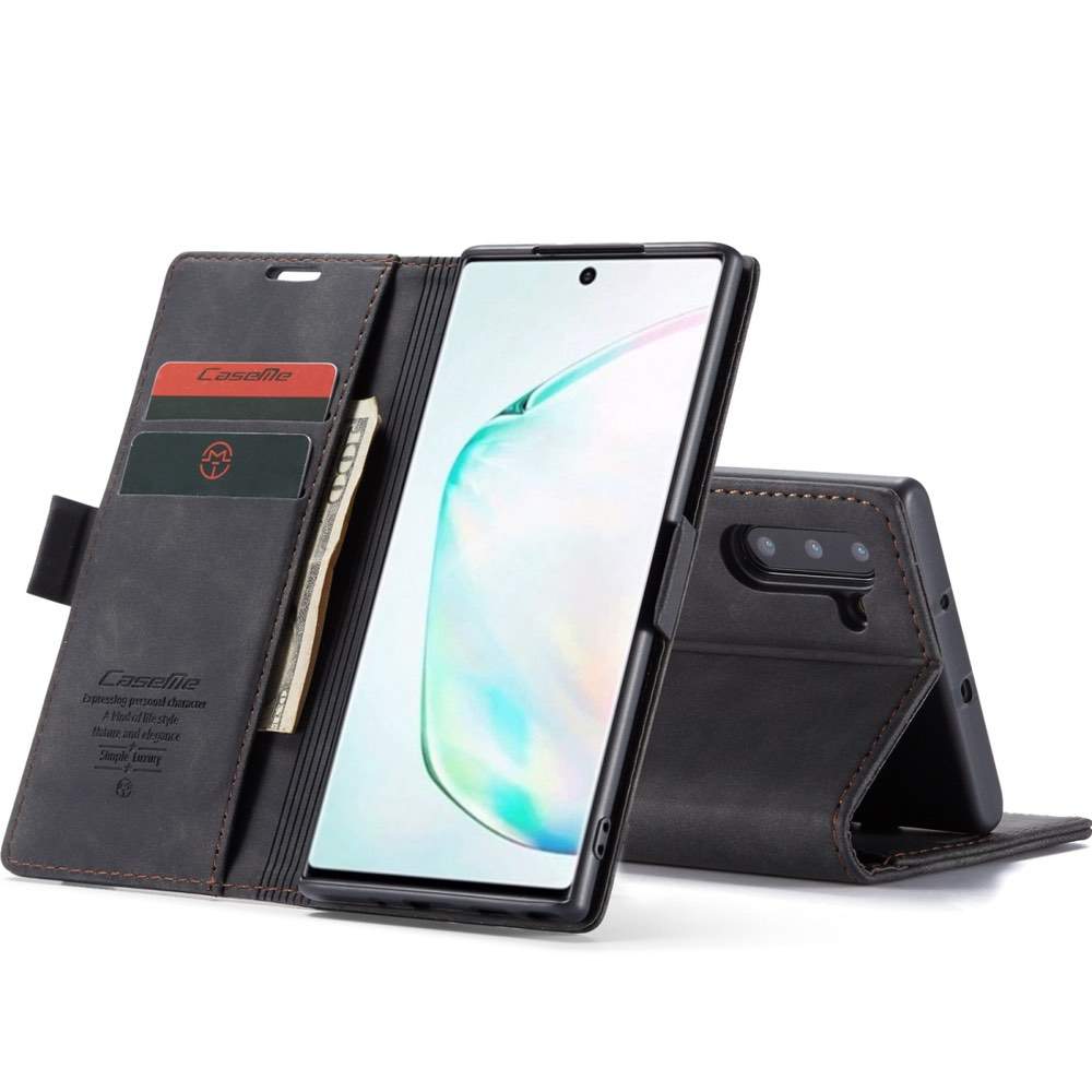 Samsung Galaxy Note 10 Case PU Leather With Card Slots - Black