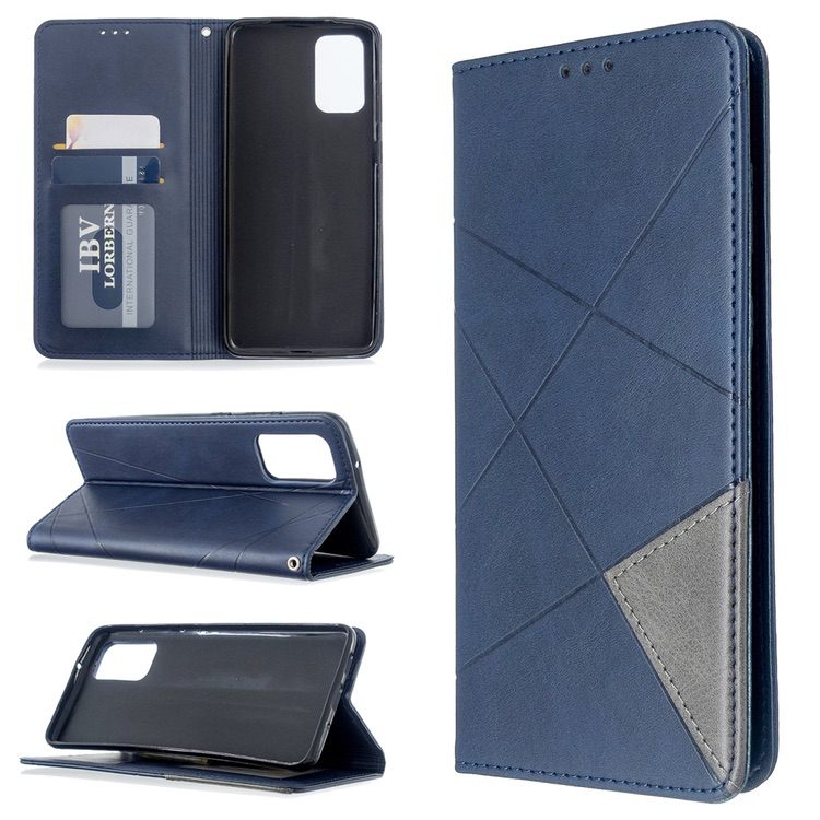 Samsung Galaxy S20 Plus Case Rhombus Texture Wallet - Blue