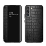 Samsung Galaxy S22 Plus 5G Case Crocodile Texture Window View - Black