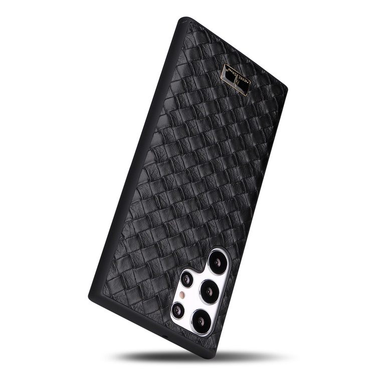 Samsung Galaxy S22 Ultra 5G Case Fierre Shann Leather Texture - Black