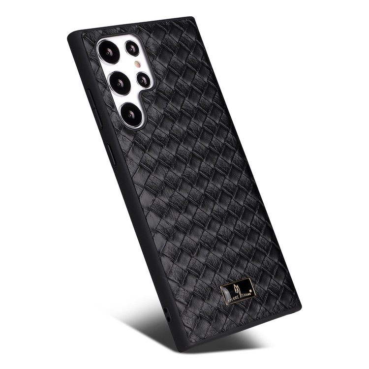 Samsung Galaxy S22 Ultra 5G Case Fierre Shann Leather Texture - Black