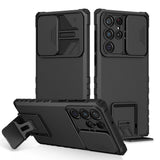 Samsung Galaxy S22 Ultra Case With Stereoscopic Holder & Camshield - Black
