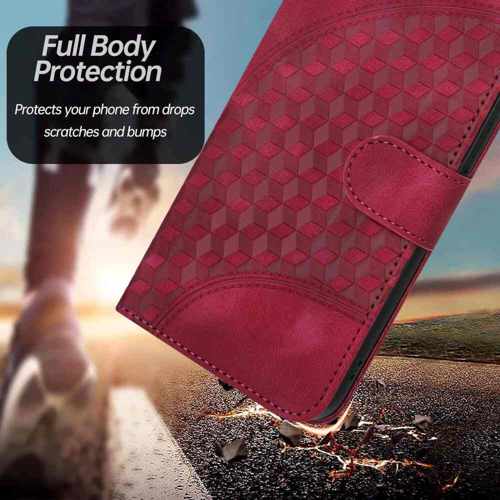 Samsung Galaxy S23 Ultra 5G Case Embossed Leather with Lanyard - Rose Red