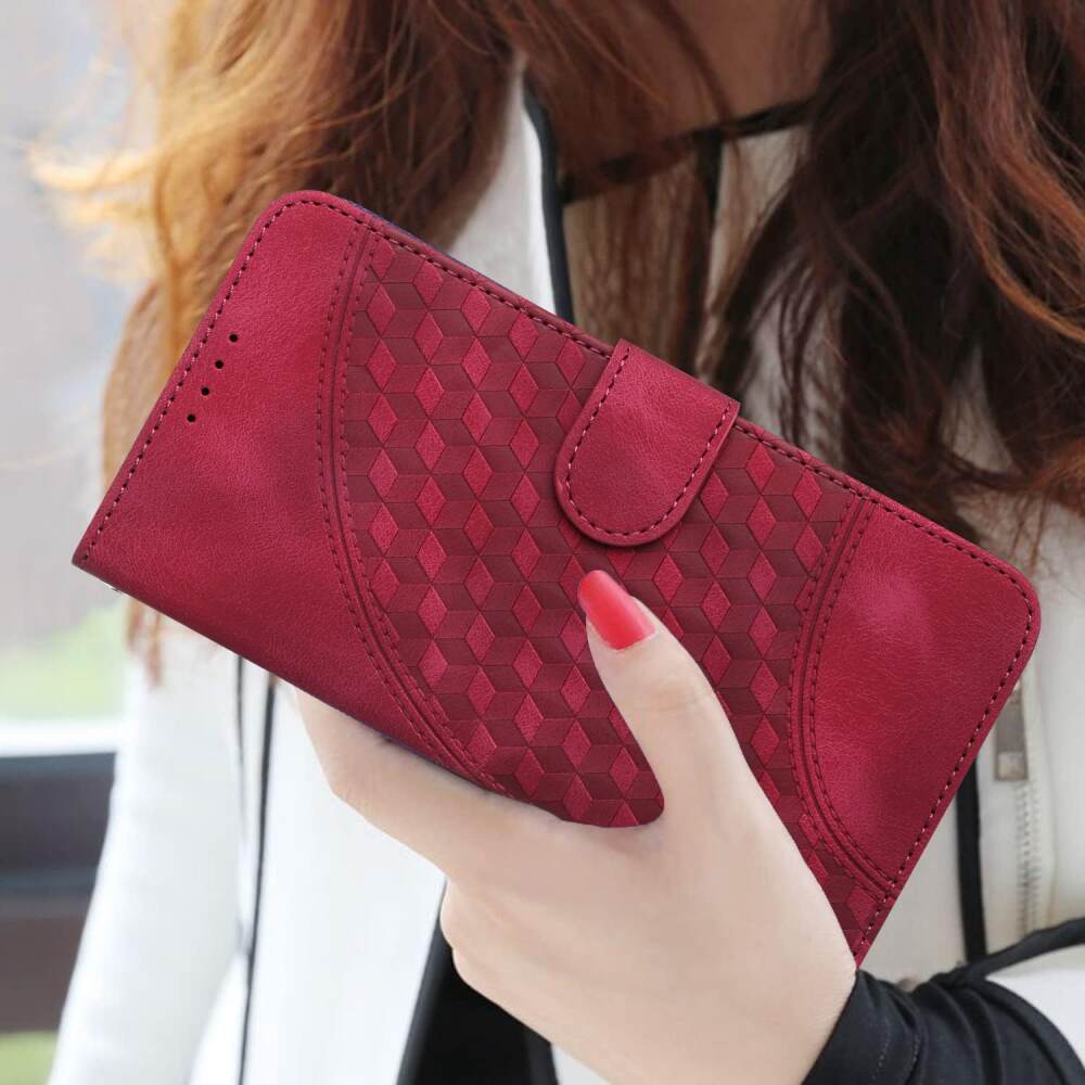 Samsung Galaxy S23 Ultra 5G Case Embossed Leather with Lanyard - Rose Red