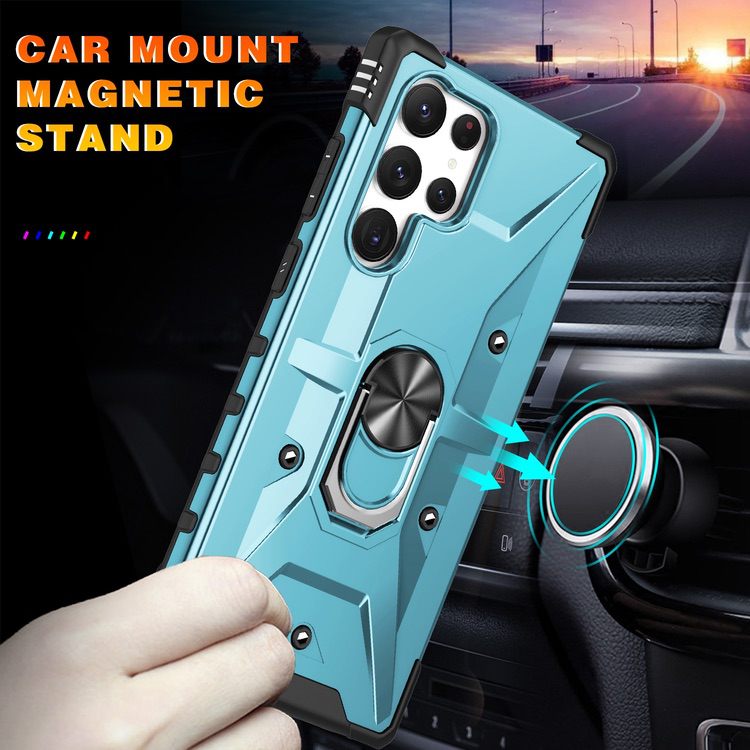 Samsung Galaxy S23 Ultra 5G Case with Metal Ring Holder - Blue