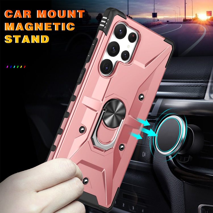 Samsung Galaxy S23 Ultra 5G Case with Metal Ring Holder - Rose Gold