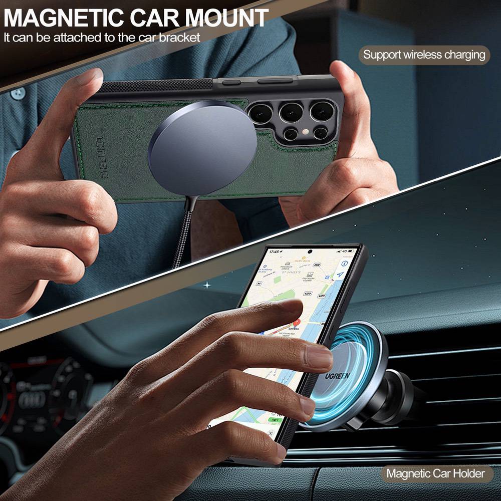 Samsung Galaxy S23 Ultra 5G LC.IMEEKE MagSafe PU Leather Case - Forest Green