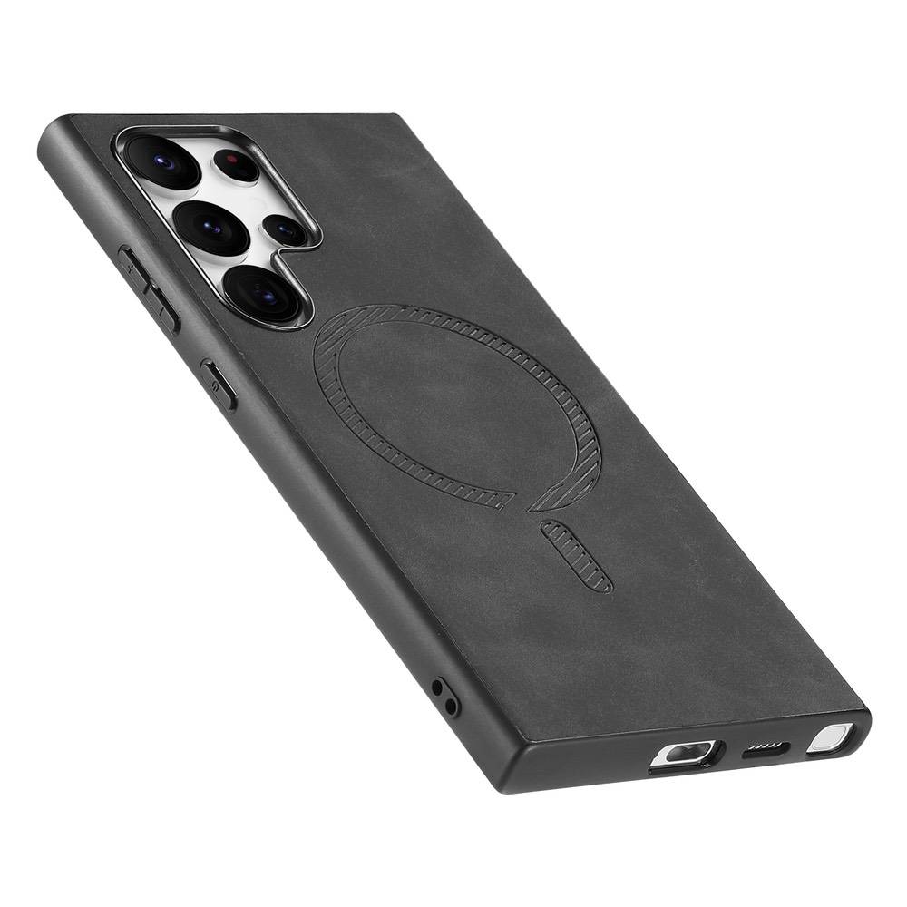 Samsung Galaxy S23 Ultra 5G Retro MagSafe PU Leather Case - Black