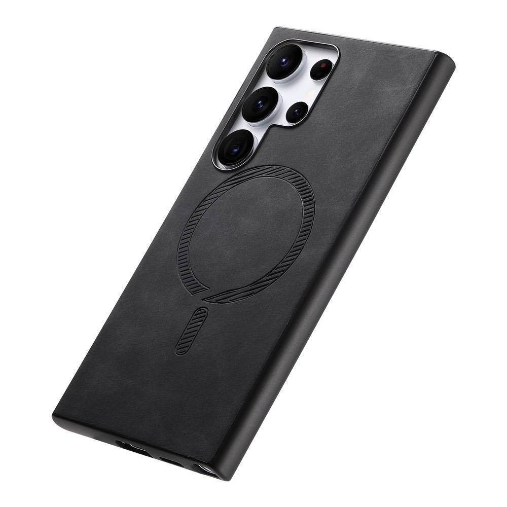 Samsung Galaxy S23 Ultra 5G Retro MagSafe PU Leather Case - Black