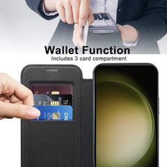 Samsung Galaxy S23 Ultra Case MagSafe RFID Anti-theft Rhombus PU Leather - Black