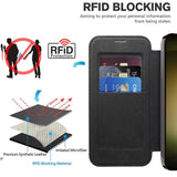Samsung Galaxy S23 Ultra Case MagSafe RFID Anti-theft Rhombus PU Leather - Black