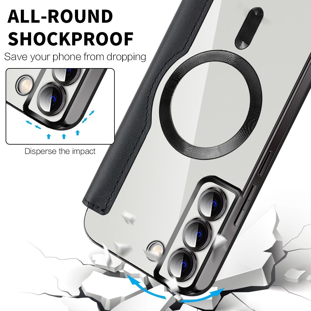 Samsung Galaxy S23 Ultra Case MagSafe RFID Anti-theft Rhombus PU Leather - Black