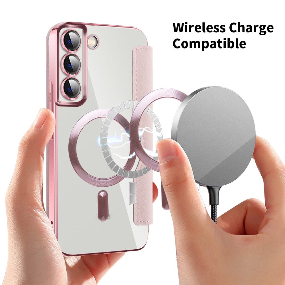 Samsung Galaxy S23 Ultra Case MagSafe RFID Anti-theft Rhombus PU Leather - Pink