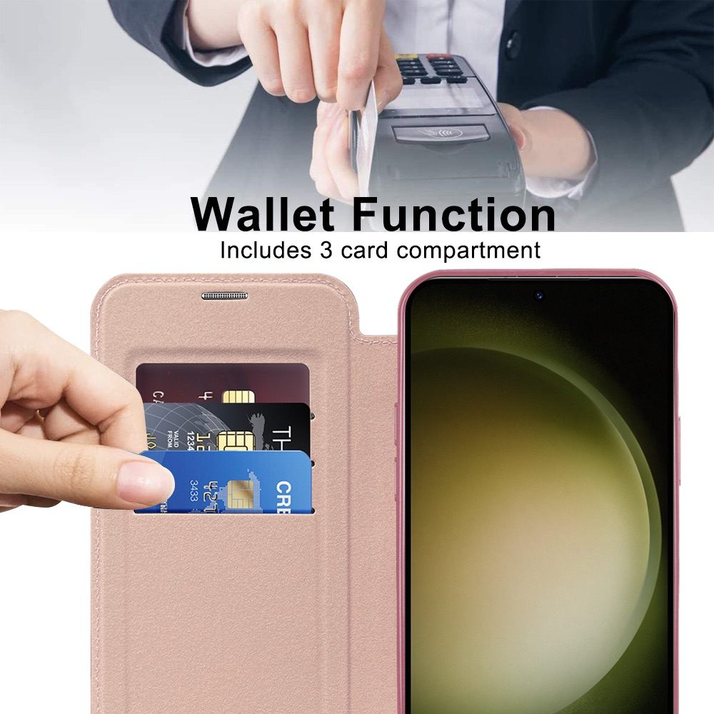 Samsung Galaxy S23 Ultra Case MagSafe RFID Anti-theft Rhombus PU Leather - Pink