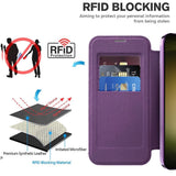 Samsung Galaxy S23 Ultra Case MagSafe RFID Anti-theft Rhombus PU Leather - Purple