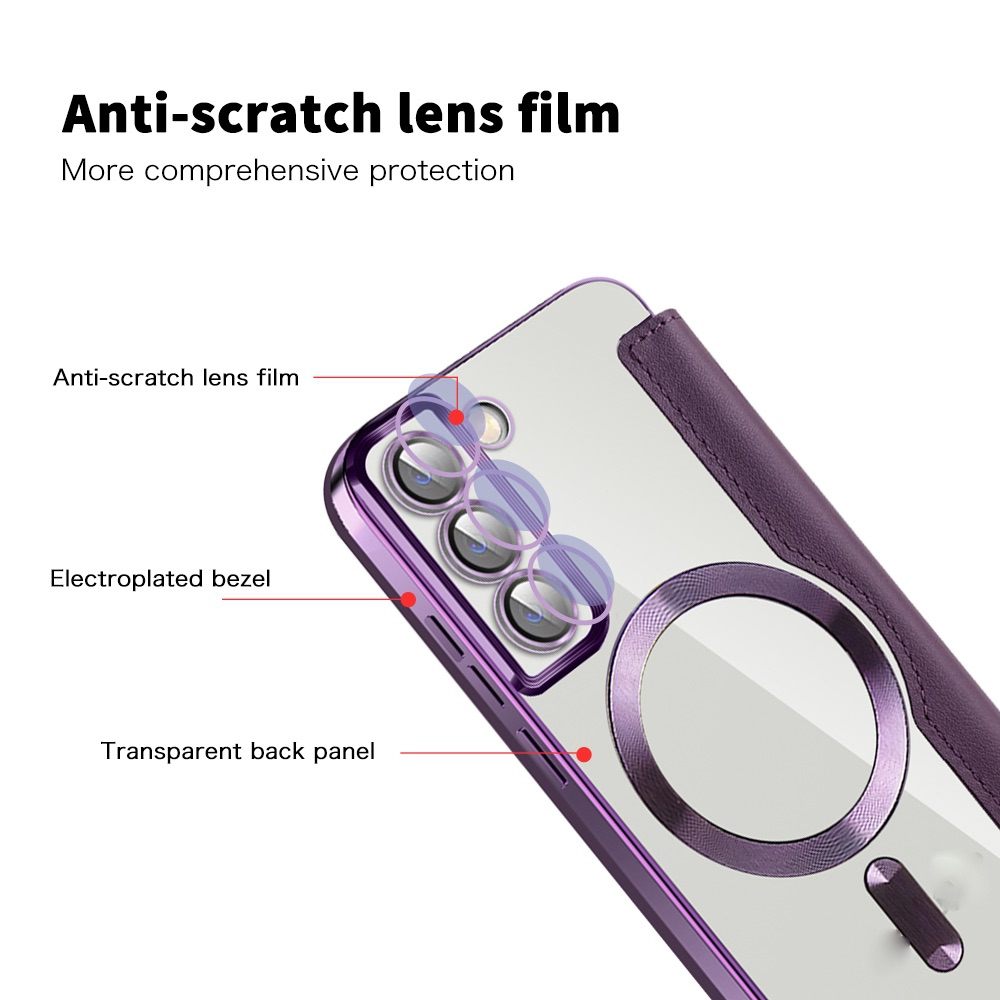 Samsung Galaxy S23 Ultra Case MagSafe RFID Anti-theft Rhombus PU Leather - Purple