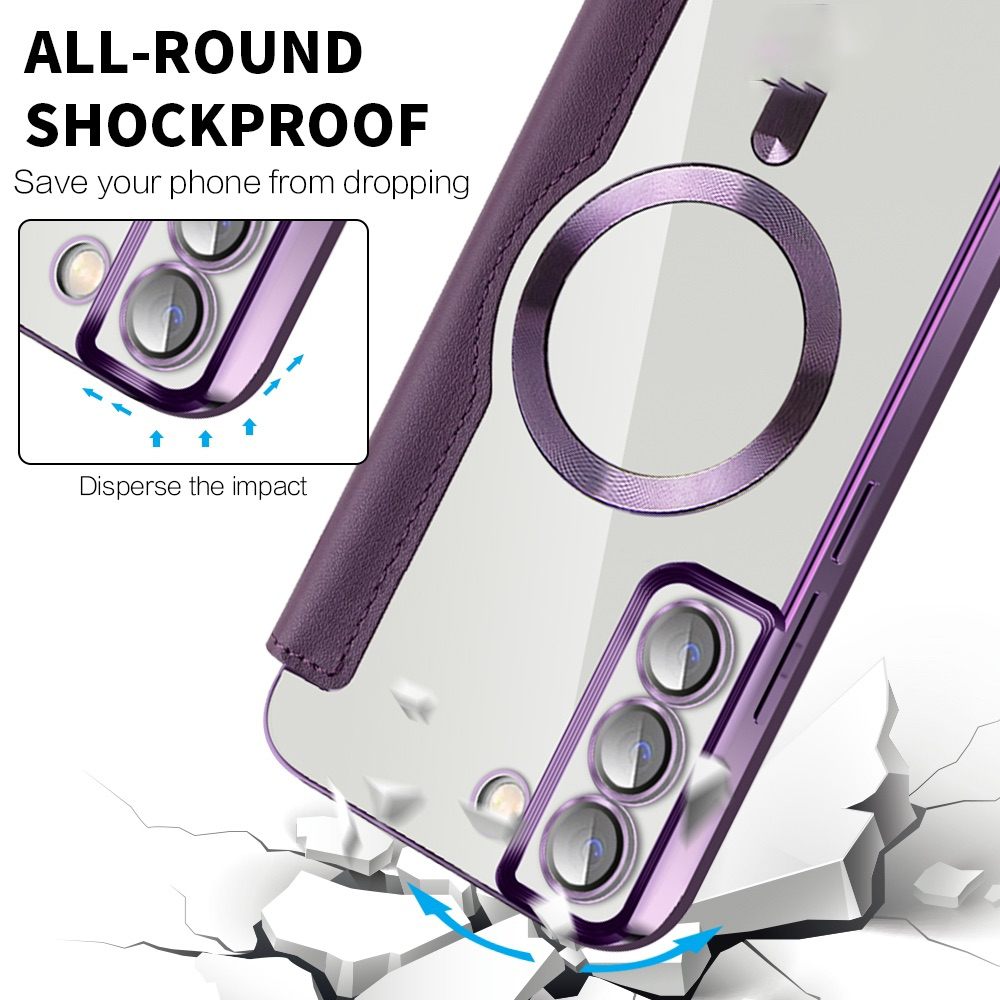 Samsung Galaxy S23 Ultra Case MagSafe RFID Anti-theft Rhombus PU Leather - Purple