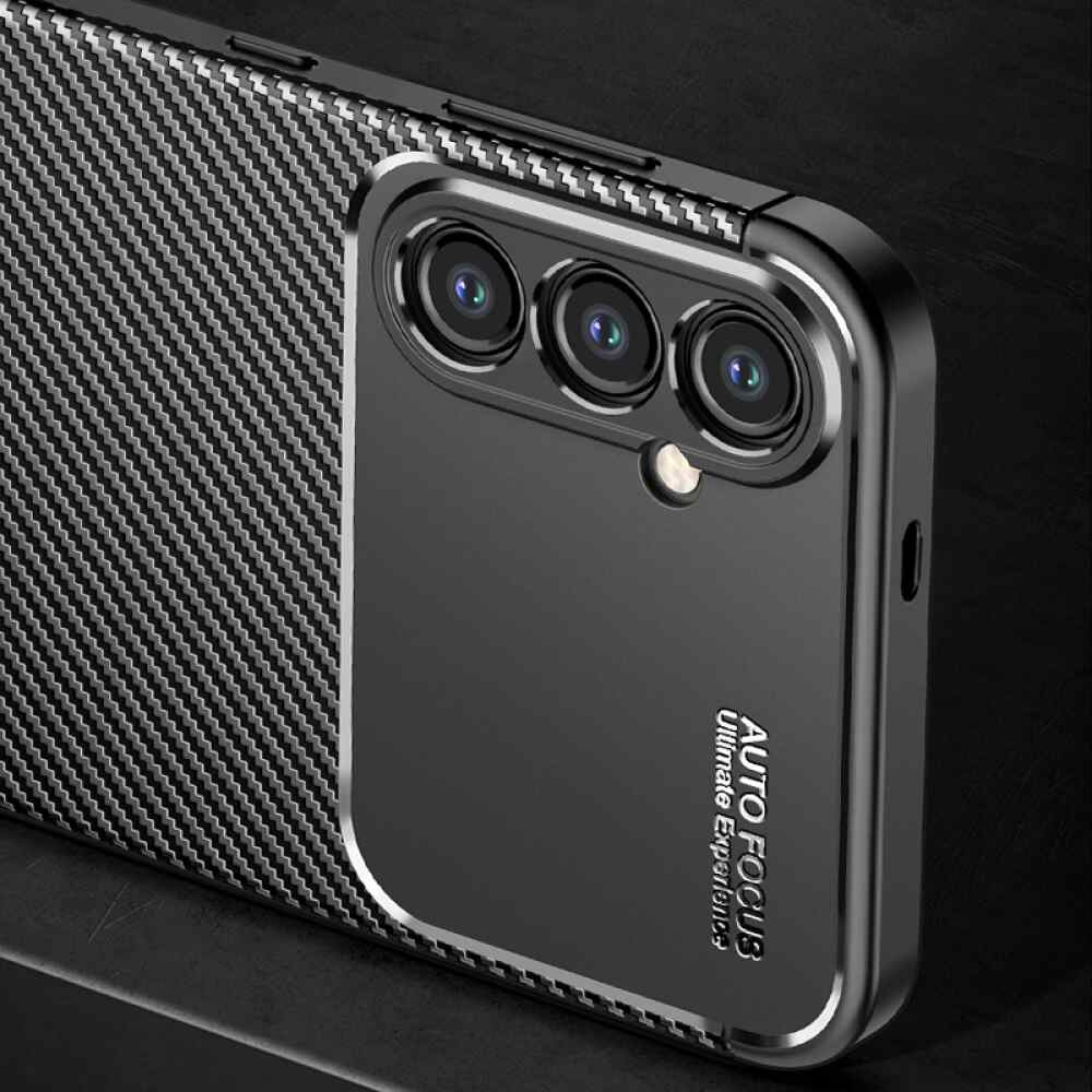 Samsung Galaxy S24 5G Case Brushed Texture Carbon Fiber TPU - Black