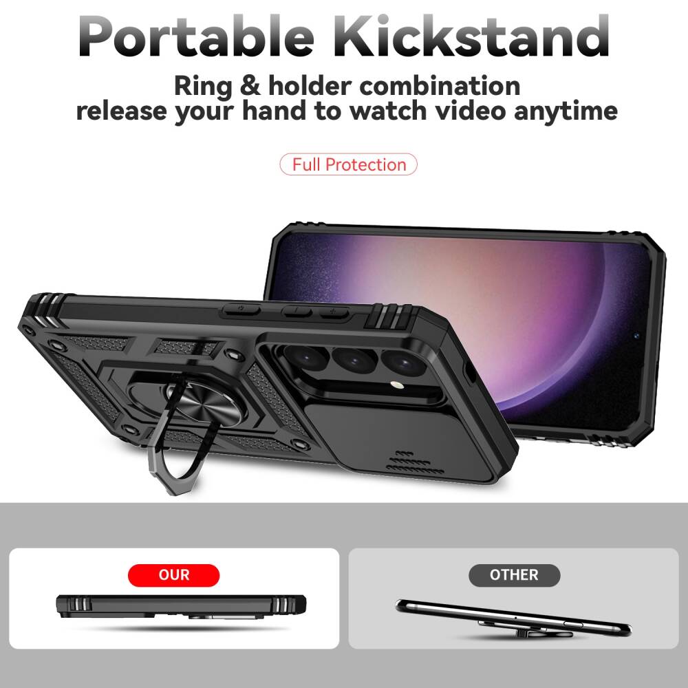 Samsung Galaxy S24 5G Case Camshield and Magnetic Holder - Black