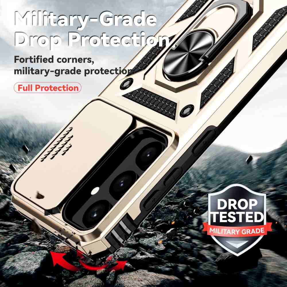 Samsung Galaxy S24 5G Case Camshield and Magnetic Holder - Gold