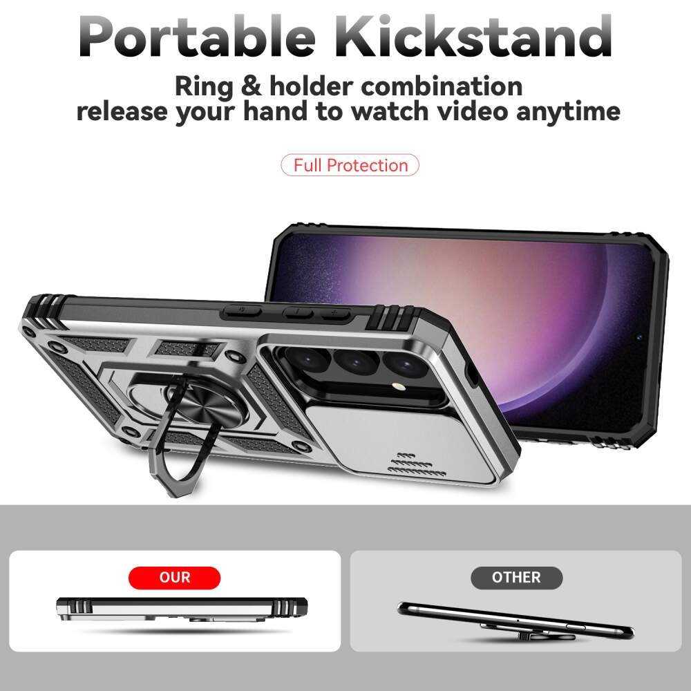 Samsung Galaxy S24 5G Case Camshield and Magnetic Holder - Silver