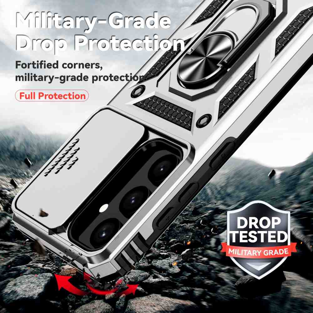 Samsung Galaxy S24 5G Case Camshield and Magnetic Holder - Silver