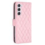 Samsung Galaxy S24 5G Case Diamond Lattice PU Leather Wallet - Pink