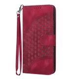 Samsung Galaxy S24 5G Case Embossed Leather with Lanyard - Rose Red