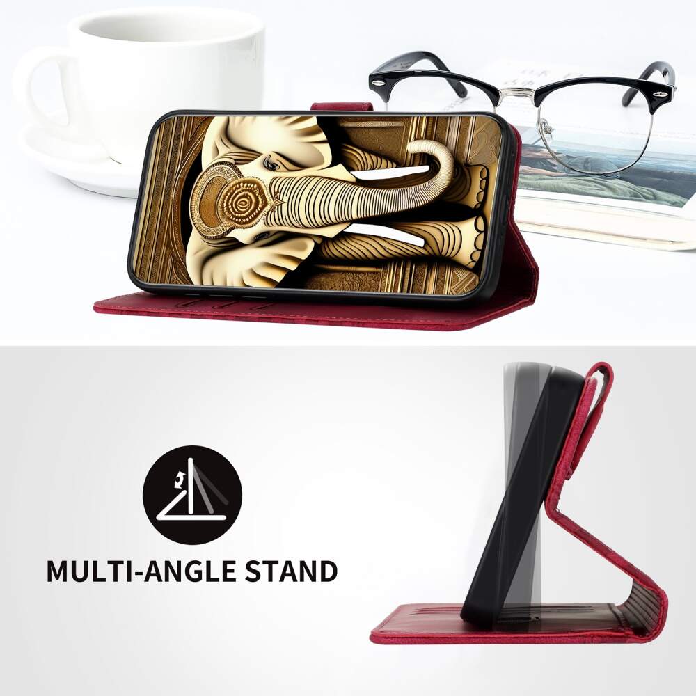 Samsung Galaxy S24 5G Case Embossed Leather with Lanyard - Rose Red