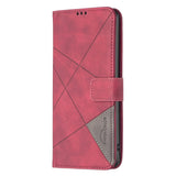 Samsung Galaxy S24 5G Case Magnetic Buckle Rhombus Texture - Red