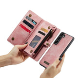 Samsung Galaxy S24 5G Case Multi-slot Detachable Protective Wallet - Pink